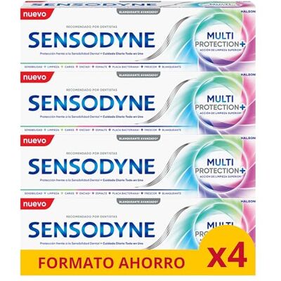 Sensodyne Multiprotezione sbiancante dentifricio per la cura quotidiana, protezione contro la sensibilità dentale, confezione da 4 x 75 ml Sensodyne Multiprotezione sbiancante dentifricio per la cura quotidiana, protezione contro la sensibilità dentale, confezione da 4 x 75 ml