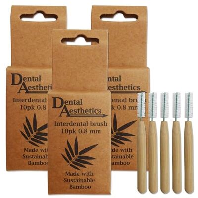 Dental Aesthetics Spazzole interdentali in bambù, 3 confezioni ~ 10 spazzole per confezione (0,8 mm) Dental Aesthetics Spazzole interdentali in bambù, 3 confezioni ~ 10 spazzole per confezione (0,8 mm)