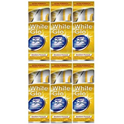 White Glo I Fumatori Formula Dentifricio Sbiancante (100ml) (Confezione da 6) White Glo I Fumatori Formula Dentifricio Sbiancante (100ml) (Confezione da 6)