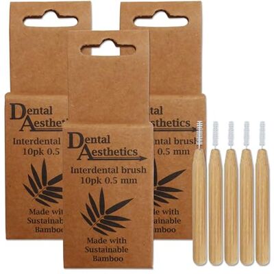Dental Aesthetics Spazzole interdentali in bambù, 3 confezioni ~ 10 spazzole per confezione (0,5 mm) Dental Aesthetics Spazzole interdentali in bambù, 3 confezioni ~ 10 spazzole per confezione (0,5 mm)