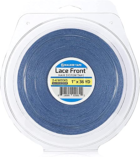 Walker Nastro adesivo per capelli in pizzo (nastro adesivo blu), rotolo completo per parrucche e toupee, 2,5 x 36 m, colore: trasparente