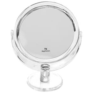 Fantasia Specchio da terra rotondo, con ingrandimento normale e 7x, diametro 16 cm, altezza 22 cm, in metallo e acrilico Fantasia Specchio da terra rotondo, con ingrandimento normale e 7x, diametro 16 cm, altezza 22 cm, in metallo e acrilico