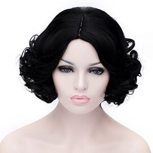 CLOCOLOR 12" 30CM Parrucca da donna per Cosplay festa capelli sintetici resistenti al calore parrucca di modo, nero