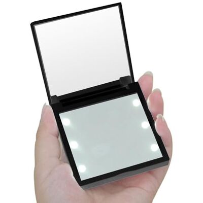 DRW Specchio portatile con luce LED acrilico in nero 1,2x7x7 cm DRW Specchio portatile con luce LED acrilico in nero 1,2x7x7 cm