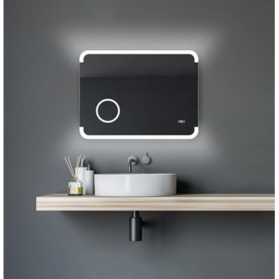 Talos Harmony Specchio da bagno a LED, 80 x 60 cm, luce posteriore luminosa, specchio cosmetico illuminato con ingrandimento 3x, telaio in alluminio di alta qualità Talos Harmony Specchio da bagno a LED, 80 x 60 cm, luce posteriore luminosa, specchio cosmetico illuminato con ingrandimento 3x, telaio in alluminio di alta qualità