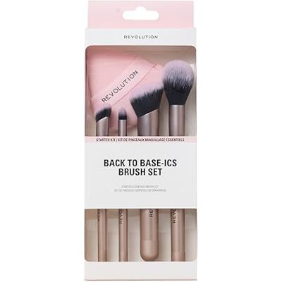 Revolution Beauty London Revolution Back To Base-ics Starter Essentials Brush Set, Set 4 pennelli base per fondotinta, correttore & blush, vegano Revolution Beauty London Revolution Back To Base-ics Starter Essentials Brush Set, Set 4 pennelli base per fondotinta, correttore & blush, vegano
