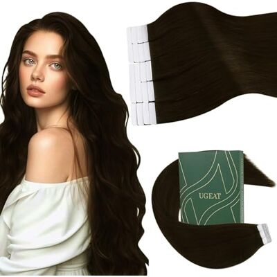 Ugeat Extension Biadesivo Capelli Veri Marrone Cioccolato, 50 cm 20pz 50g, Extension Capelli Veri Biadesivo Castano, Remy Umani Tape in Invisibile Adesive 4 Ugeat Extension Biadesivo Capelli Veri Marrone Cioccolato, 50 cm 20pz 50g, Extension Capelli Veri Biadesivo Castano, Remy Umani Tape in Invisibile Adesive 4