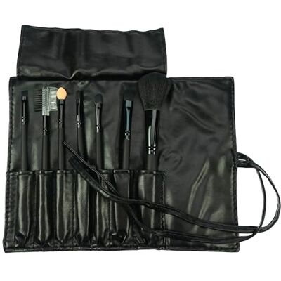 Fantasia Set di 7 pennelli professionali per il trucco, con 7 strumenti, di alta qualità, in setole sintetiche, colore nero, confezione regalo con custodia in similpelle Fantasia Set di 7 pennelli professionali per il trucco, con 7 strumenti, di alta qualità, in setole sintetiche, colore nero, confezione regalo con custodia in similpelle