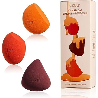 Jessup Set 3 spugne trucco morbide riutilizzabili fondotinta SP013 Senza lattice, meno spreco prodotto, copertura uniforme fondotinta, bordo piatto per correttore e contour Jessup Set 3 spugne trucco morbide riutilizzabili fondotinta SP013 Senza lattice, meno spreco prodotto, copertura uniforme fondotinta, bordo piatto per correttore e contour