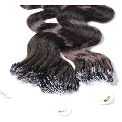 hair2heart 25 x 0.5g Microring Loop Extension Capelli Veri 40cm Ondulato, Colore #2 marrone scuro hair2heart 25 x 0.5g Microring Loop Extension Capelli Veri 40cm Ondulato, Colore #2 marrone scuro