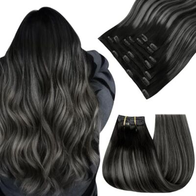 Easyouth Extension Capelli Veri Clip Balayage Argento Extensions Clip Capelli Veri Da Nero A Argento E Nero Ombre Human Hair Extensions Clips Lisci #3/8/22 7pz 40cm 120g Easyouth Extension Capelli Veri Clip Balayage Argento Extensions Clip Capelli Veri Da Nero A Argento E Nero Ombre Human Hair Extensions Clips Lisci #3/8/22 7pz 40cm 120g