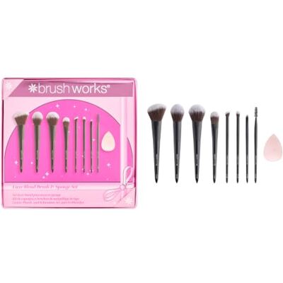 Brushworks Luxe Blend Brush & Sponge Set Everyday Makeup Essentials, 8 Brushes & 1 Complexion Blending Sponge, Face & Eye Makeup Brushes, Super Soft Synthetic Bristles, Perfect Beginner & Gift Set Brushworks Luxe Blend Brush & Sponge Set Everyday Makeup Essentials, 8 Brushes & 1 Complexion Blending Sponge, Face & Eye Makeup Brushes, Super Soft Synthetic Bristles, Perfect Beginner & Gift Set