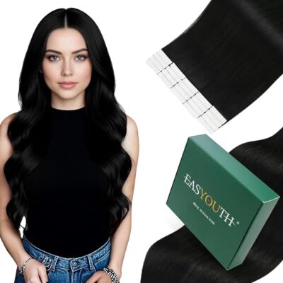 Easyouth Extension Adesive Capelli Veri Nero Extension Capelli Veri Biadesivo Nero Jet Extensions Remy Biadesivo Invisibile #1 30cm 30g 20pz Easyouth Extension Adesive Capelli Veri Nero Extension Capelli Veri Biadesivo Nero Jet Extensions Remy Biadesivo Invisibile #1 30cm 30g 20pz