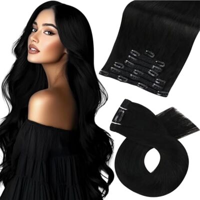 Moresoo Extension Capelli Veri Clip Nero Naturale Remy 55cm #1B 120g 7pz Fissaggio Rapido, Ciocche Selezionate, Stile Seducente, Alta Resistenza, Cura Semplice Moresoo Extension Capelli Veri Clip Nero Naturale Remy 55cm #1B 120g 7pz Fissaggio Rapido, Ciocche Selezionate, Stile Seducente, Alta Resistenza, Cura Semplice