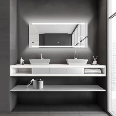 Talos Specchio da Bagno LED King 140 x 60 cm – Colore della Luce Bianco Neutro – Specchio cosmetico Illuminato con ingrandimento 3X – Orologio Digitale – Telaio in Alluminio Talos Specchio da Bagno LED King 140 x 60 cm – Colore della Luce Bianco Neutro – Specchio cosmetico Illuminato con ingrandimento 3X – Orologio Digitale – Telaio in Alluminio