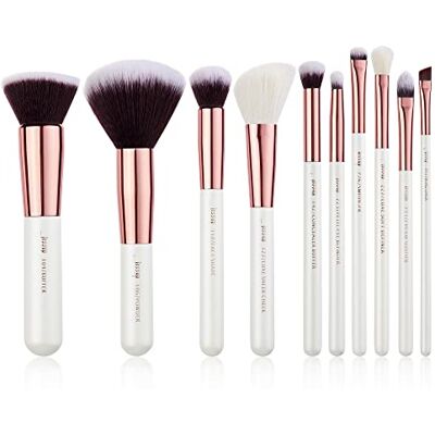Jessup 10pz Pennelli per il trucco Fondotinta Polvere Bellezza Eyeliner Correttore Setole in fibra fatta a mano Kit per il trucco Bianco Oro Rosa Jessup 10pz Pennelli per il trucco Fondotinta Polvere Bellezza Eyeliner Correttore Setole in fibra fatta a mano Kit per il trucco Bianco Oro Rosa