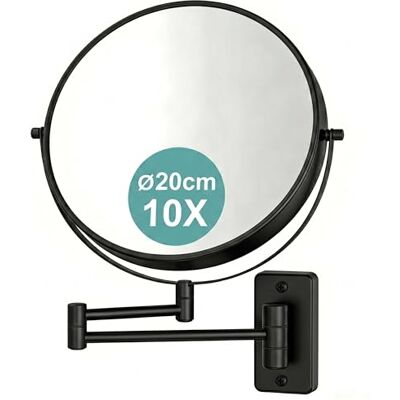 Relaxdays Specchio da Trucco, Montaggio a Parete, ingrandimento 10x, rotabile 360°, Ø 20 cm, Metallo, Nero Relaxdays Specchio da Trucco, Montaggio a Parete, ingrandimento 10x, rotabile 360°, Ø 20 cm, Metallo, Nero