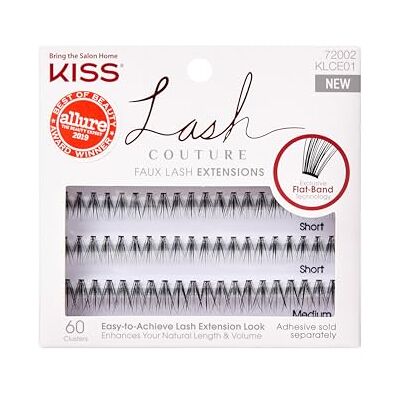 Kiss Lash Couture Set di extension per ciglia finte, 20 ciocche per ciglia, diverse lunghezze, facili da applicare, radici piatte e estremità coniche, esclusiva tecnologia a nastro, Style Venus, 60 Kiss Lash Couture Set di extension per ciglia finte, 20 ciocche per ciglia, diverse lunghezze, facili da applicare, radici piatte e estremità coniche, esclusiva tecnologia a nastro, Style Venus, 60