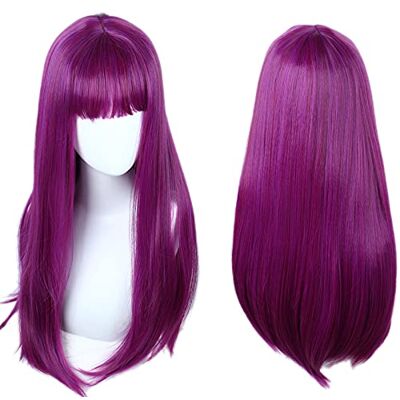 Linfairy Women's Long Driple Purple Mal parrucca di Halloween Costume Wig con frangia Linfairy Women's Long Driple Purple Mal parrucca di Halloween Costume Wig con frangia