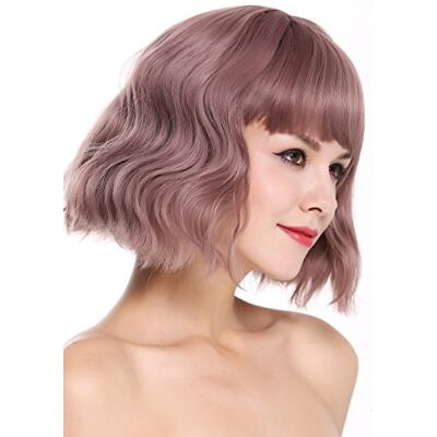 WIG ME UP DL-052-612 Parrucca donna Corta Frangetta Lungo bob Voluminosa Scompigliata Ondulata Rosa Rosa opaco WIG ME UP DL-052-612 Parrucca donna Corta Frangetta Lungo bob Voluminosa Scompigliata Ondulata Rosa Rosa opaco
