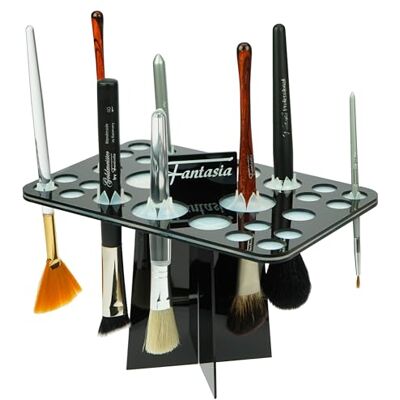 Fantasia Scatola e trucco Stand Brand Fantasy Model Brush Stand, Vuoto, Plastica nera con membrana in silicone, X, H. Fantasia Scatola e trucco Stand Brand Fantasy Model Brush Stand, Vuoto, Plastica nera con membrana in silicone, X, H.