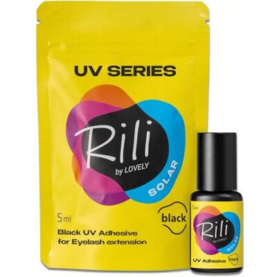 LOVELY Rili Solar Colla per ciglia UV, colore nero, 5 ml, per extension con luce UV, bassi vapori, indurimento immediato, adesione affidabile in qualsiasi clima, adatto per uso esterno e studio LOVELY Rili Solar Colla per ciglia UV, colore nero, 5 ml, per extension con luce UV, bassi vapori, indurimento immediato, adesione affidabile in qualsiasi clima, adatto per uso esterno e studio