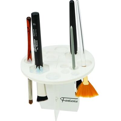 Fantasia Scatola e trucco Stand Brand Fantasy Brush Brush stand, vuoto, plastica bianca con membrana in silicone, h Fantasia Scatola e trucco Stand Brand Fantasy Brush Brush stand, vuoto, plastica bianca con membrana in silicone, h