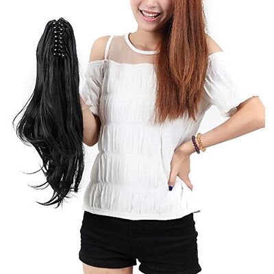 S-noilite Coda di Cavallo Clip in Hair Extensions Capelli Parrucchino Extension Clip Capelli Veri Claw on Ponytail 45cm Ondulato Nero naturale S-noilite Coda di Cavallo Clip in Hair Extensions Capelli Parrucchino Extension Clip Capelli Veri Claw on Ponytail 45cm Ondulato Nero naturale