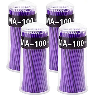Surplex 400 pezzi Micro Applicatori a Pennello, Quattro Dimensioni Della Testa, 4 Pennelli Color Extension per Extension Ciglia Rimozione, Trucco, Nail Art, Pittura (Viola) Surplex 400 pezzi Micro Applicatori a Pennello, Quattro Dimensioni Della Testa, 4 Pennelli Color Extension per Extension Ciglia Rimozione, Trucco, Nail Art, Pittura (Viola)