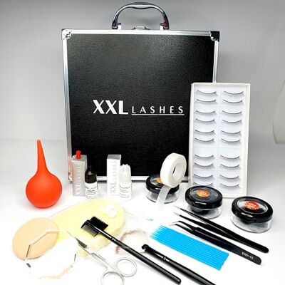 XXL Lashes Kit di base per extension ciglia, astuccio nero con attrezzatura di base per stilisti principianti XXL Lashes Kit di base per extension ciglia, astuccio nero con attrezzatura di base per stilisti principianti