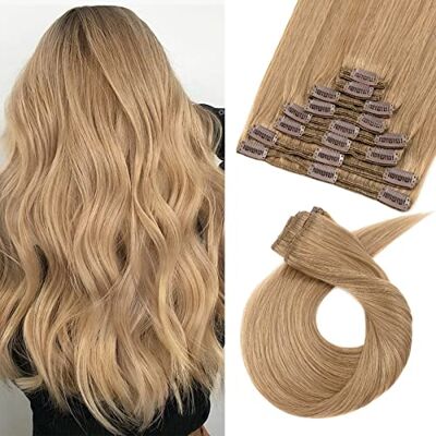 TESS Extension Clip Capelli Veri Biondo Scuro Extension Capelli Veri Con Clip 50 cm Clip in Extension Clip Capelli Veri Remy Human Hair Lisci Naturali Double Weft TESS Extension Clip Capelli Veri Biondo Scuro Extension Capelli Veri Con Clip 50 cm Clip in Extension Clip Capelli Veri Remy Human Hair Lisci Naturali Double Weft