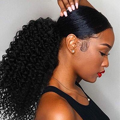 ColorfulPanda Coulisse a coda di cavallo riccia afro crespa per donne nere Estensione dei capelli sintetici Coda di cavallo riccia con coulisse afro con parrucchino a clip (16 pollici, nero) ColorfulPanda Coulisse a coda di cavallo riccia afro crespa per donne nere Estensione dei capelli sintetici Coda di cavallo riccia con coulisse afro con parrucchino a clip (16 pollici, nero)