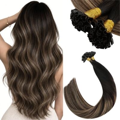 Ugeat Extension Capelli Veri Cheratina Sfumate Castano Nero 45 cm Extension con Keratina Castano Balayage Biondo #1B/4/27 Remy Umani Lisci Traspiranti Invisibili 50 ciocche 50grammi Ugeat Extension Capelli Veri Cheratina Sfumate Castano Nero 45 cm Extension con Keratina Castano Balayage Biondo #1B/4/27 Remy Umani Lisci Traspiranti Invisibili 50 ciocche 50grammi