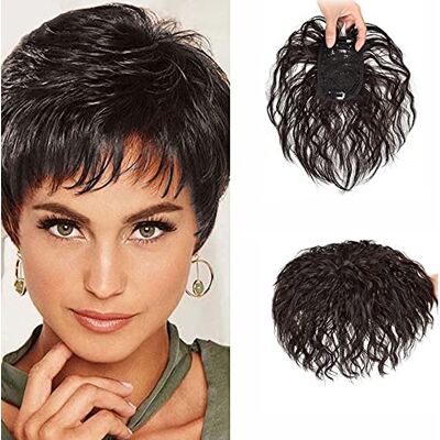 RemeeHi Toupet di capelli veri, corto e riccio, con clip,per coprire capelli bianchi sottili, 15,2 cm di lunghezza, realizzato a macchina, 7 x 10 cm, colore: castano scuro rossiccio RemeeHi Toupet di capelli veri, corto e riccio, con clip,per coprire capelli bianchi sottili, 15,2 cm di lunghezza, realizzato a macchina, 7 x 10 cm, colore: castano scuro rossiccio