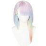 maysuwell Parrucca Cosplay Anime Cyberpunk Edgerunners Lucy Parrucche Capelli Lunghi Colorati Tessuto Sintetico con Cappuccio Parrucca Gratuito per Donne Comic Con, Spettacolo Cosplay, Halloween