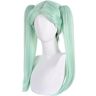 maysuwell Cyberpunk Edgerunners Parrucca Cosplay Anime Rebecca Parrucche di Halloween Lungo Verde Due Capelli a Codino Tessuto Sintetico con Cappuccio per Parrucca Gratuito per Donne Comic Con