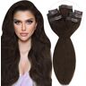 Vivien 22 Pollici 140 Gram Long Clip on Extensions Capelli Veri Fascia Unica 55CM 7 Pezzi Castano Pi?Scuro Full Head Double Weft seamless Clip in Real Human Extensions #2