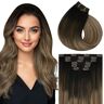 Vivien 55cm Extensions Clip Capelli Veri Marrone Capelli Clip Extensions 120g 7PCS Extension Capelli Veri Clip Balayage Marrone Scuro Ombre Marrone Medio e Biondo Cenere #2/6/18