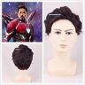 WERNG New Avengers Endgame Superhero Iron Man Tony Stark Parrucca Cosplay Robert Downey Jr. Parrucca corta ondulata Uomini Ricci Capelli corti sintetici