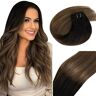 Vivien Tessitura Extensions Capelli Veri 20 Pollici/50cm Tessitura Extension Veri Capelli Balayage Off Black Ombre a Marrone Scuro Misto Biondo Cenere Extensions Tessitura Capelli 100g #1B/4/18