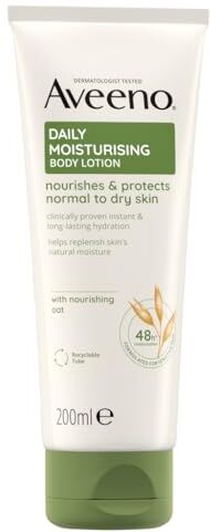 Aveeno Daily Moisturising, Crema Corpo Idratante Naturale Delicata, Nutre la Pelle Secca, Senza Profumo, 200 ml