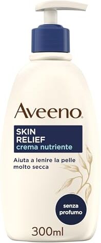 Aveeno , Crema Nutriente Lenitiva, Skin Relief, Pelle da Secca a Molto Secca, Senza Profumo, 300 ml