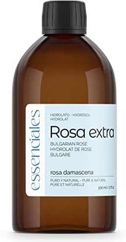 Essenciales – Acqua Floreale Naturale di Rosa Extra BIO, 100% Pura con Certificato Ecologico, 500ml   Acqua Floreale Naturale Rosa Damascena