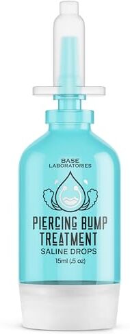 Base Labs Gocce Saline Per Le Protuberanze Piercing   Gocce Per Protuberanze Cheloidi   Soluzione Salina Post-trattamento Per Piercing, Melaleuca E Aloe Vera   Per Tutti I Piercing   15ml