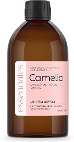 Essenciales – Olio Vegetale di Camelia BIO, 100% Puro e Naturale, Certificato Ecologico, 500 ml   Olio Vegetale Camellia Oleifera