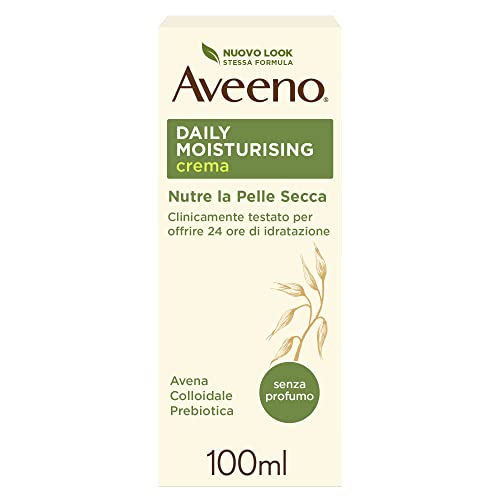 Aveeno Crema Idratante Viso e Corpo, Daily Moisturising, senza Profumo,da Pelli Normali a Secche, anche Pelli Sensibili, 100ml