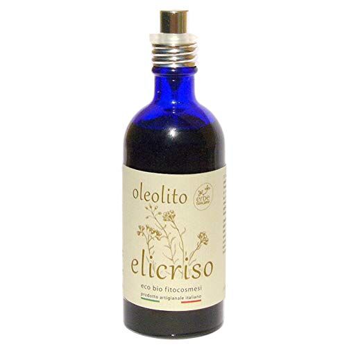 Erbe Toscane Olio BIO all’ ELICRISO (Oleolito) 100 ml – estratto a base di OLIO EXTRA VERGINE DI OLIVA – rimedio per dermatite, eczema, psoriasi – Puro Concentrato di Natura – Prodotto a mano in Toscana