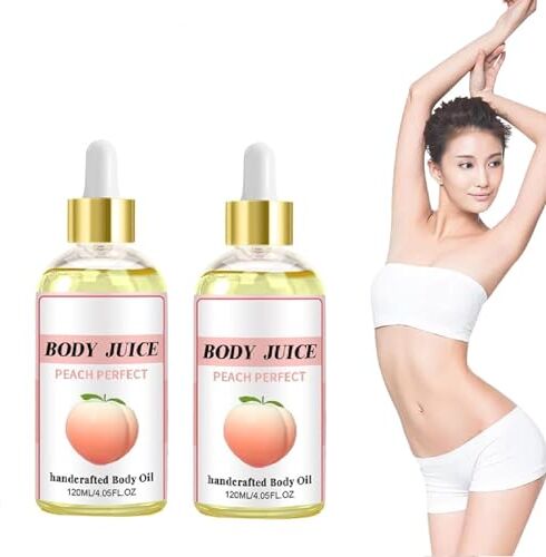 GHNDFRJ Wildplus Body Juice Oil, Wild Plus Body Oil, Peach Perfect, Fragolina Dolcecuore, Olio per il corpo fatto a mano per donna, 120ml (2 pezzi di pesca)