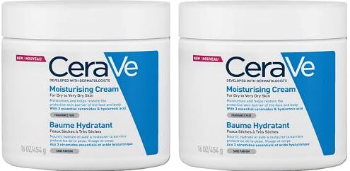 Generic 2 X CeraVe, Crema Idratante, 454g / 16oz, Crema idratante quotidiana per viso, corpo e mani per un'idratazione istantanea e duratura