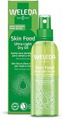 WELEDA Skin Food Olio Secco Ultra Leggero, olio secco spray, non unge e si assorbe rapidamente, dona luminosità immediata e lascia la pelle più morbida (1X100 ml)